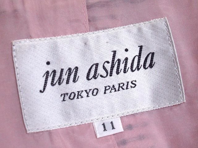 ◆美品◆jun ashida TOKYO PARIS ジュンアシダ*ドット刺繍柄*ジャケット*サイズ11*ギャザー/襟・袖*ピンク/黒系*日本製_画像7