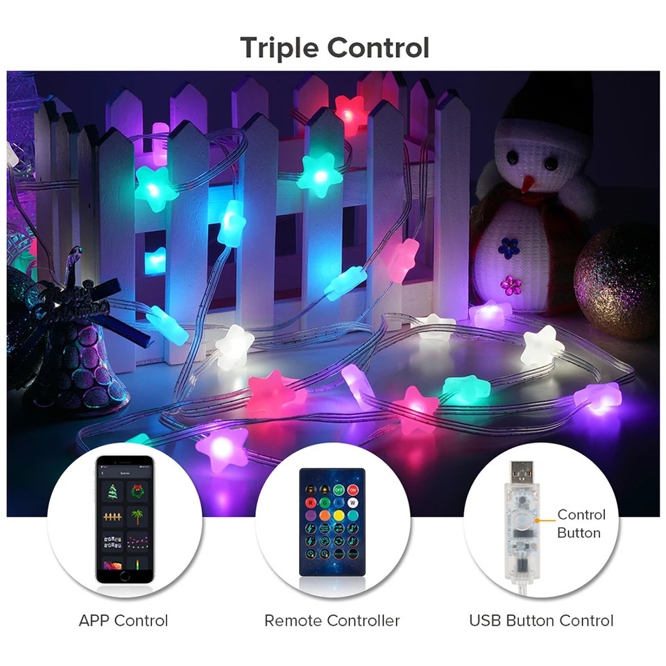【アプリ対応】ミルキー星形ガーランドライト　キラキラ　クリスマスツリー　防水 LEDライト タイマー付き USBに挿すだけ！_画像2