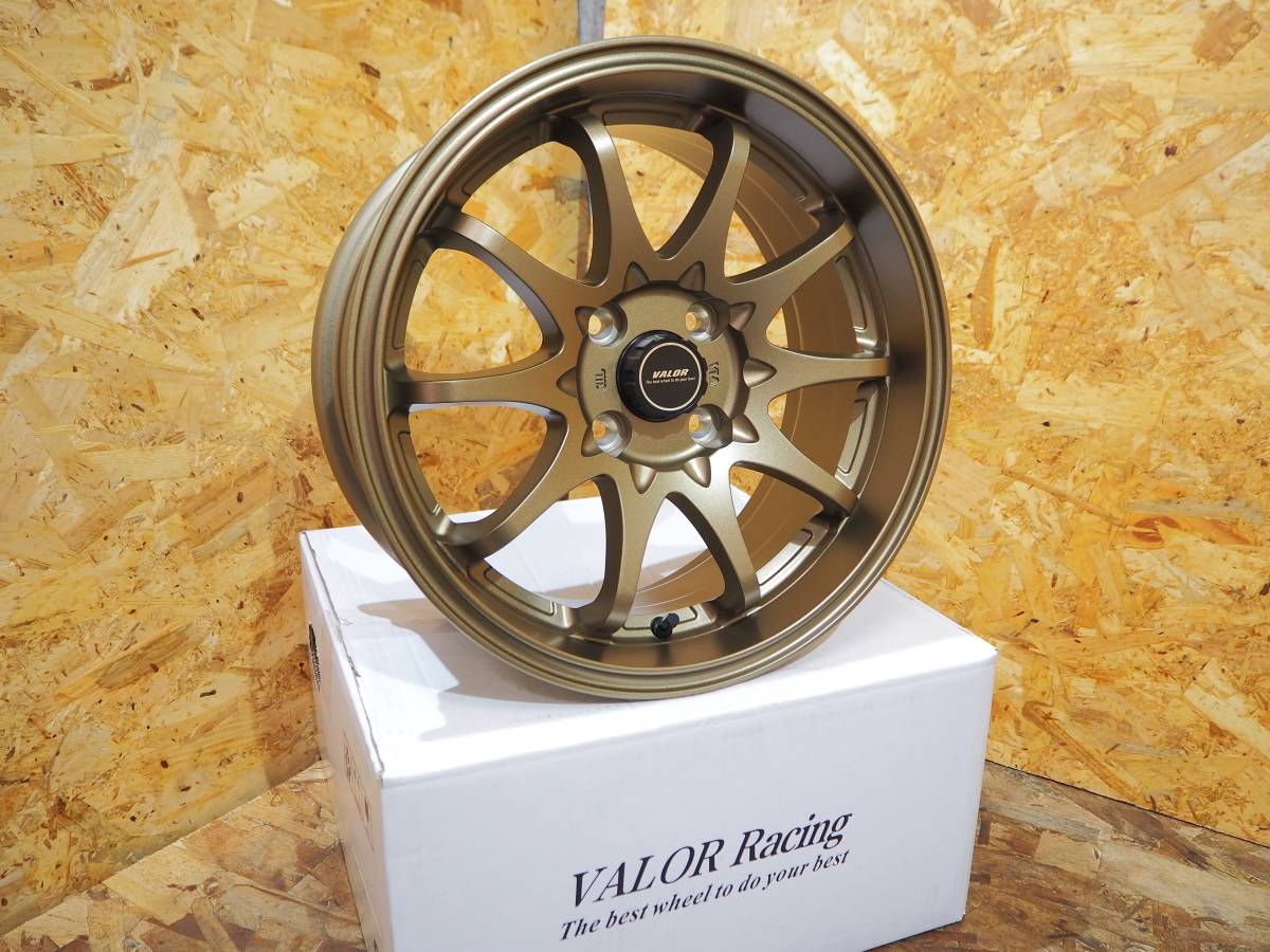 ★軽量★15inch 7J+30 4H100 新品 人気 深リム 逆ゾリ カスタムホイール1台分 タイヤset可能 ESSE CAST COPEN TAFT DAYS EVERY ブロンズ_ハイキャップ装着イメージ♪