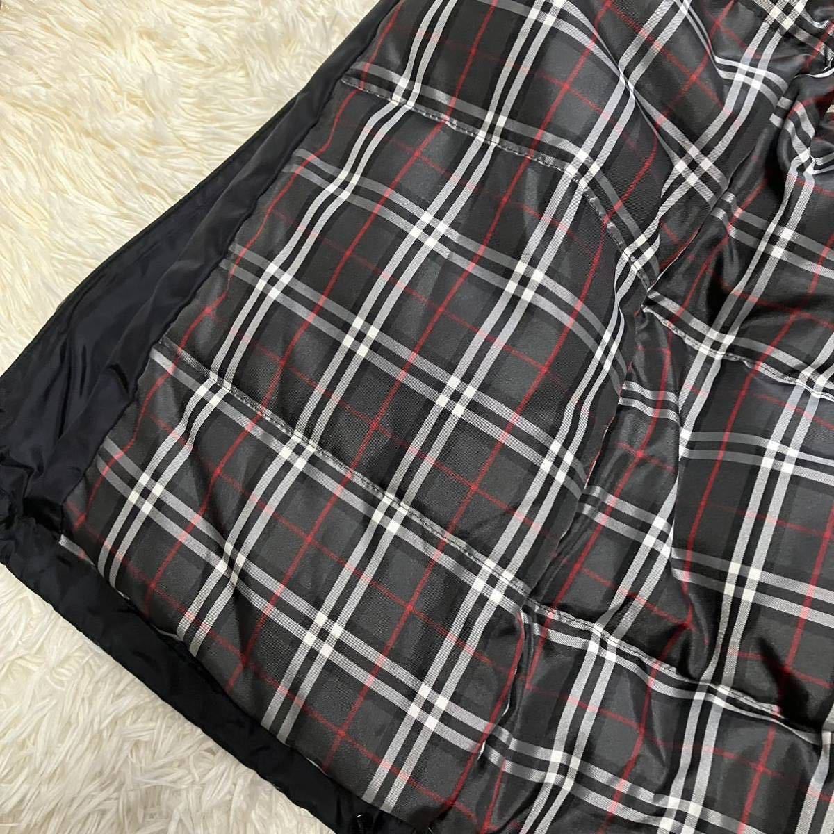 極美品/極暖 ●BURBERRY BLACK LABEL バーバリーブラックレーベル ダウンコート ジャケット ホワイトグース コヨーテファー ブラック L_画像6