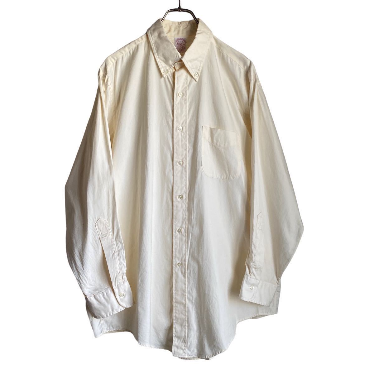 【30％OFF】 1/2 16 BDシャツ オックスフォード コットン Brothers Brooks USA製 80s90s ボタンダウン ビンテージ アメリカ イエロー ポロカラー 長袖シャツ
