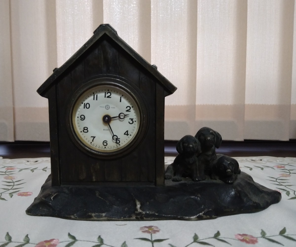 犬の古い時計　精工舎　アンティーク　金属製　SEIKO_画像1