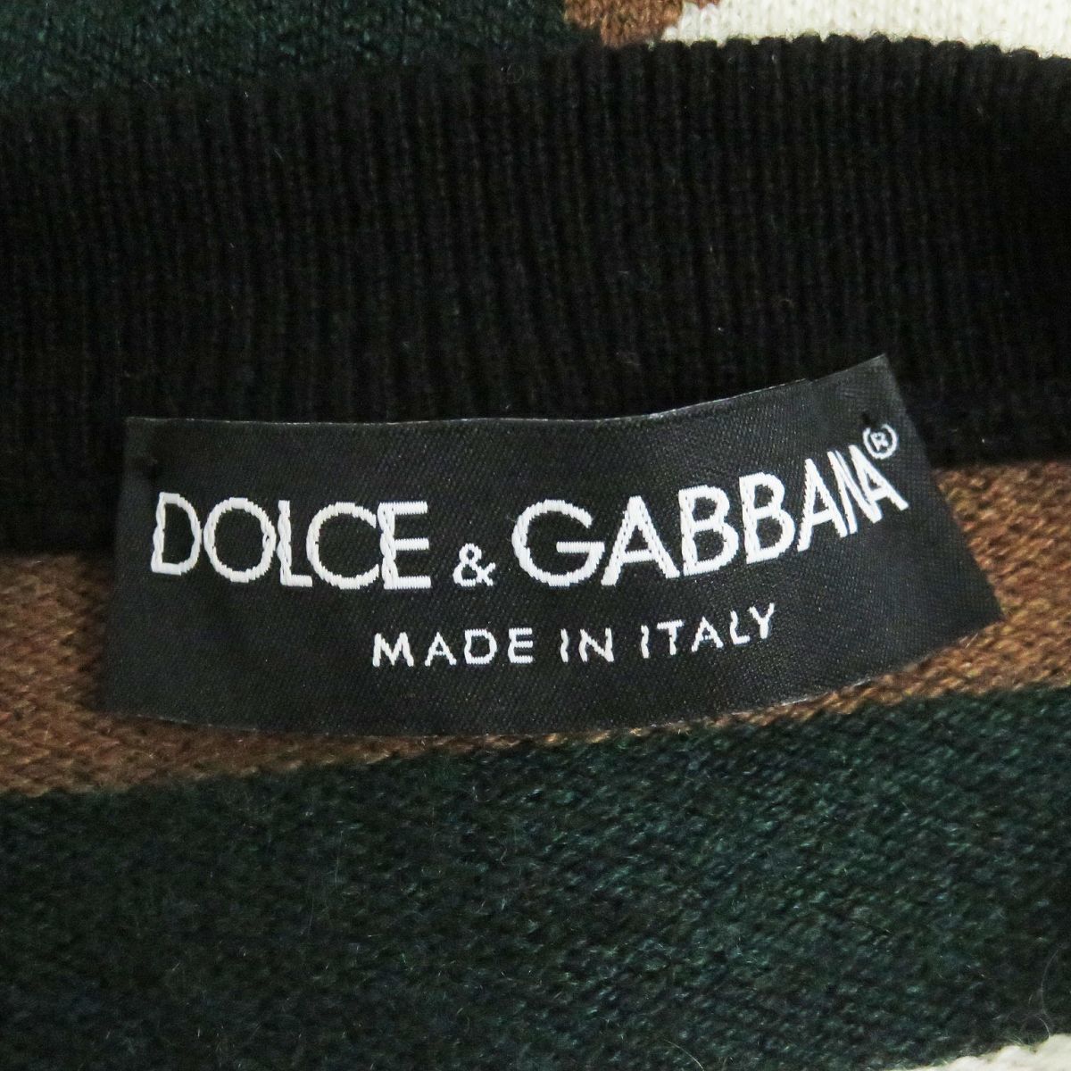  прекрасный товар * чёрный бирка DOLCE&GABBANA/ Dolce & Gabbana общий рисунок кашемир 100% длинный рукав длинный рукав вязаный / свитер мульти- 44 сделано в Италии стандартный товар 