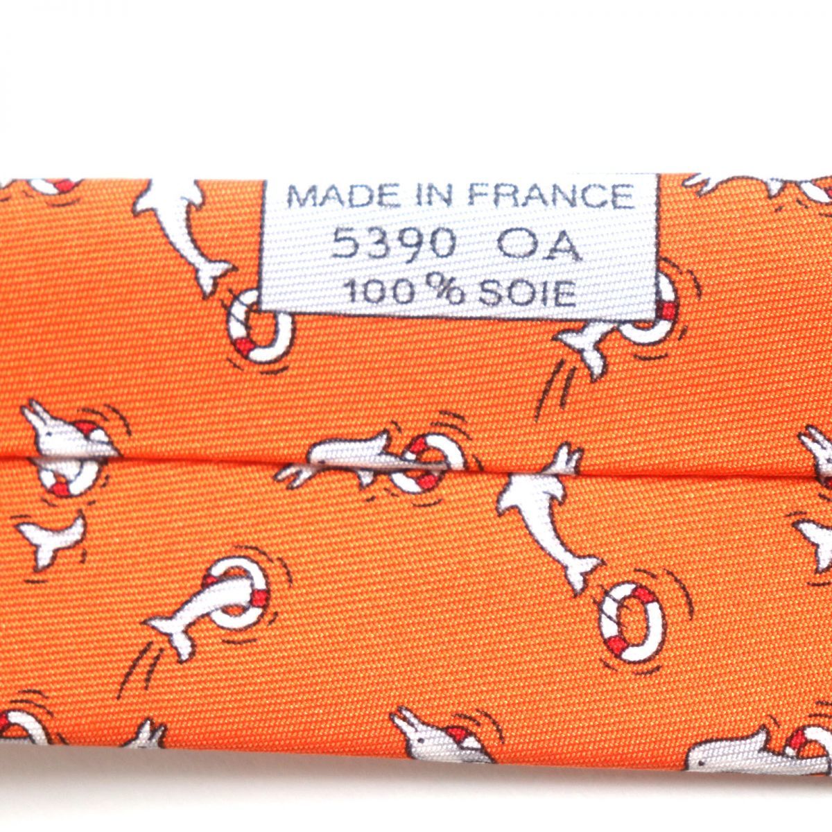  не использовался товар VHERMES Hermes klavato5390 дельфин рисунок шелк 100% галстук orange Франция производства мужской бизнес рекомендация * коробка * с биркой 