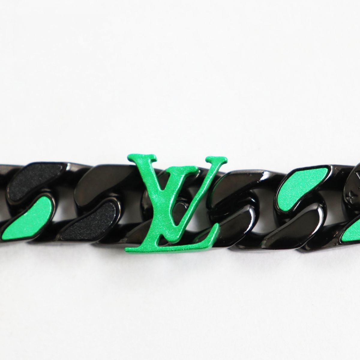  прекрасный товар *2020 год производства LOUIS VUITTON Louis Vuitton MP2853kolie цепь links patch -zLV Logo колье черный × зеленый сделано в Италии 