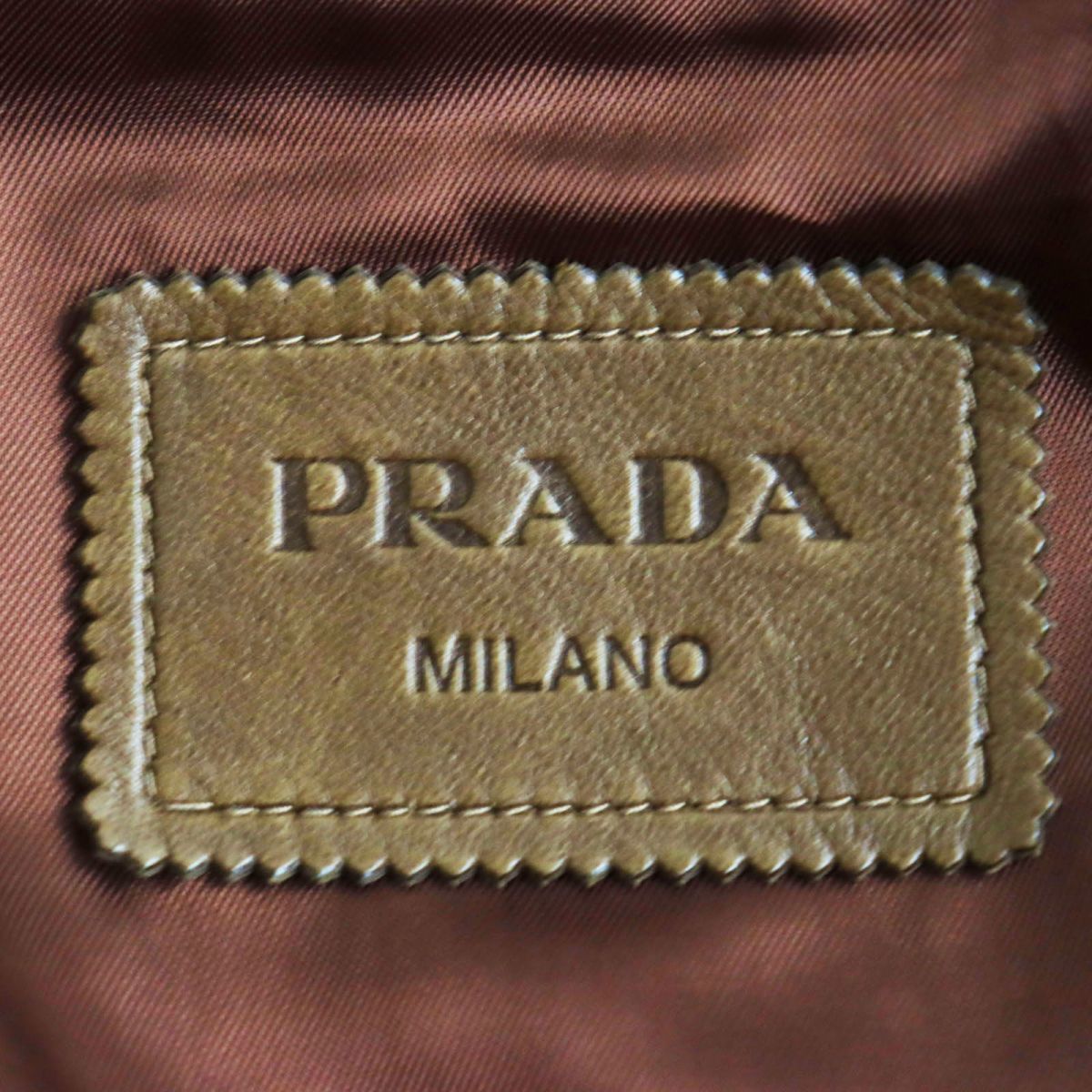 美品●2020年 PRADA プラダ カーフスキン/レザー/牛革 コーチジャケット/ブルゾン キャメル 50 イタリア製 正規品 メンズ_画像6