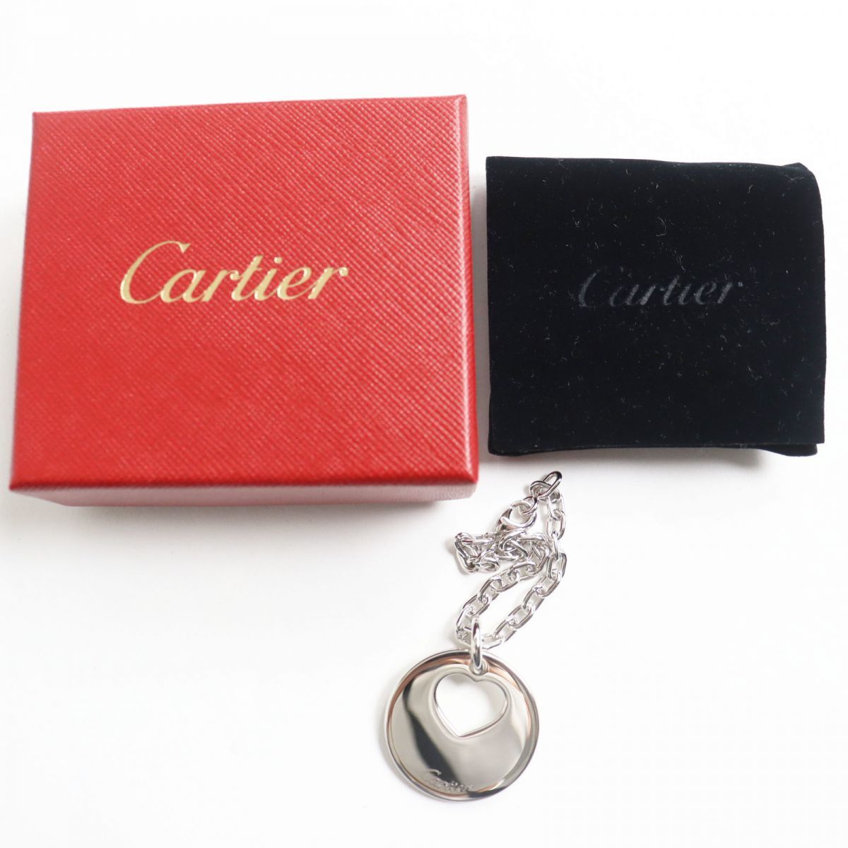  ultimate beautiful goods *Cartier Cartier T1220240 heart motif Logo stamp go in bag charm / key holder / pendant top silver box / storage bag attaching 