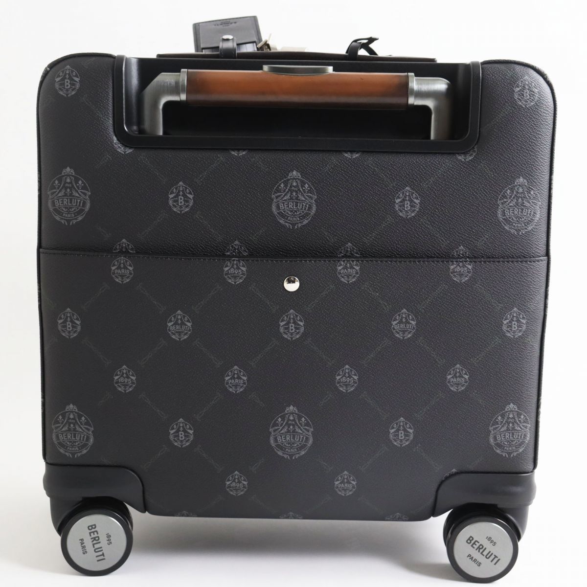  unused *BERLUTI Berluti Formula signature canvas × leather 4 wheel business to lorry / carry bag / suitcase black × tea 