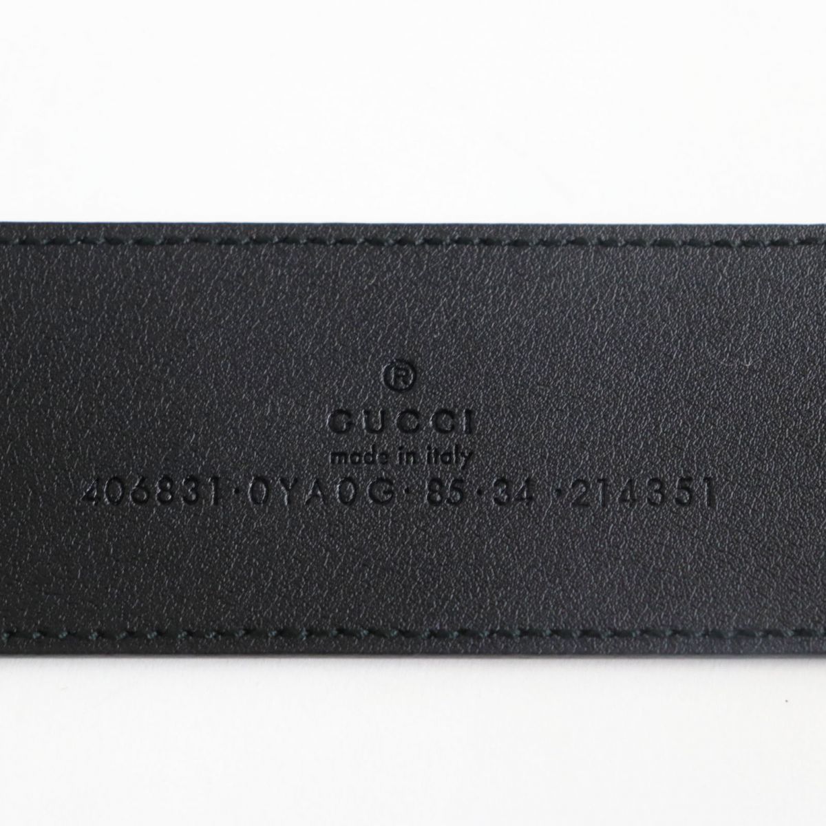 未使用品●定価74800円 GUCCI グッチ 406831 GGマーモント シャイニーバックル レザーベルト ブラック×ゴールド 85・34 イタリア製 メンズ_画像9