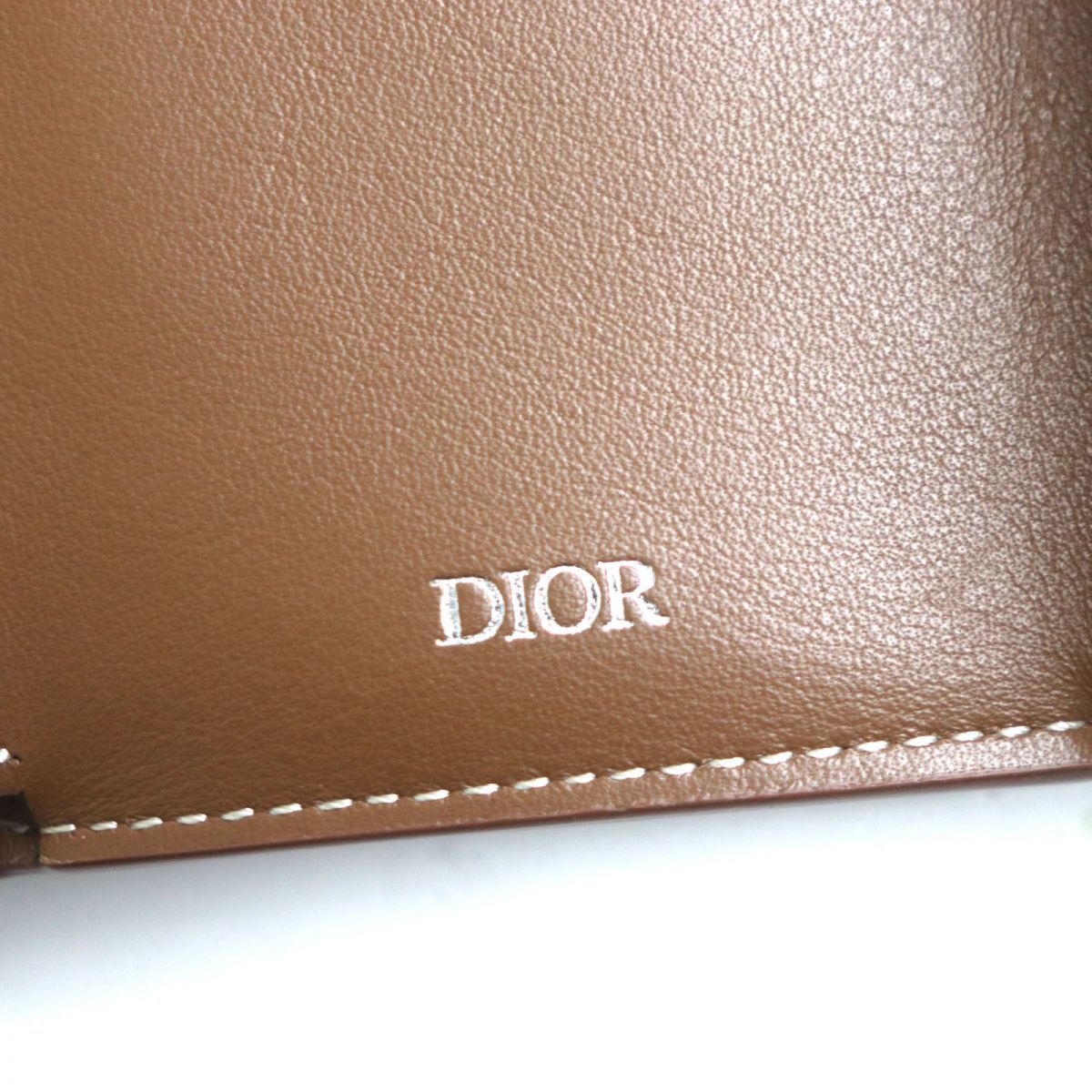  unused goods VDIOR Dior Homme 2ESBC110 CD diamond leather 3. folding purse / compact wallet tea goal metal fittings made in Italy men's box * sack attaching 