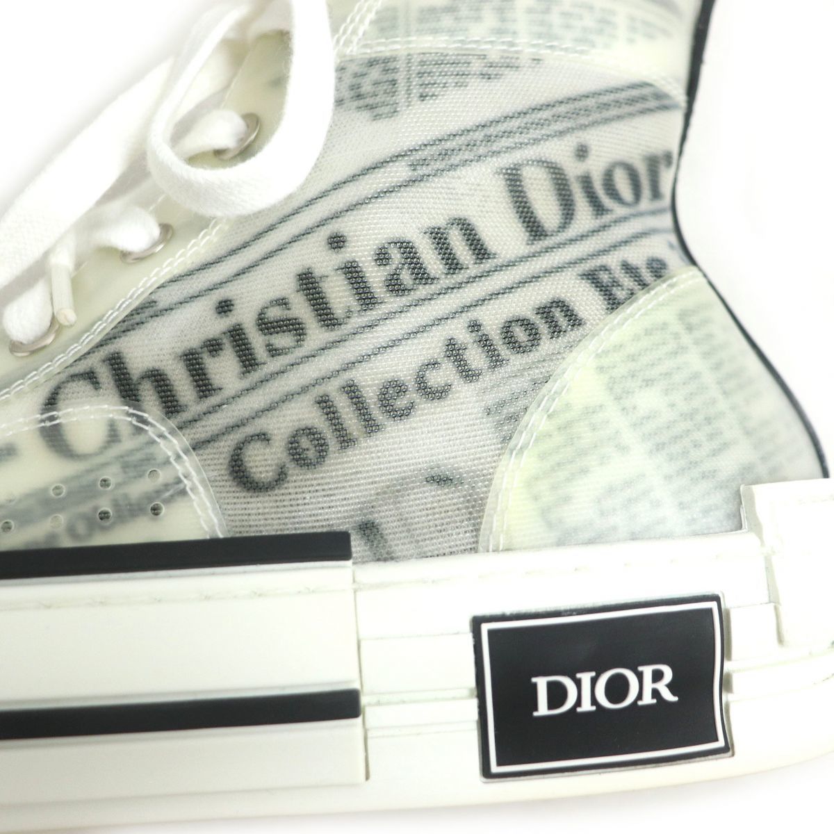 美品□DIOR/ディオール ダニエルアーシャム B23/ニュースペーパー レースアップ ハイカットスニーカー ホワイト系 39 イタリア製 メンズ◎_画像7