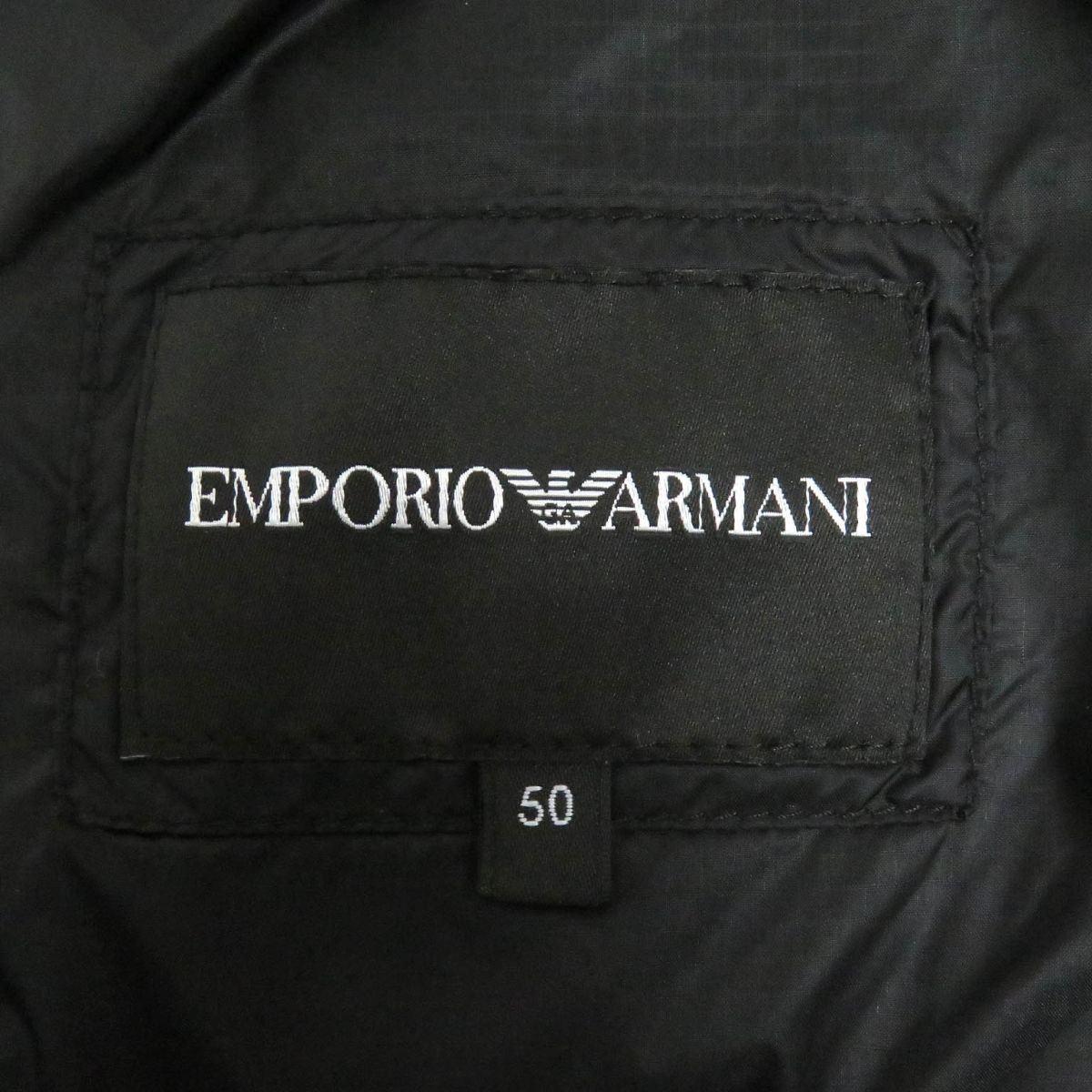 未使用品□19-20AW 黒タグ EMPORIO ARMANI/エンポリオアルマーニ WZIP フーデッド ダウンジャケット/パフィージャケット ブラック 50 正規_画像6