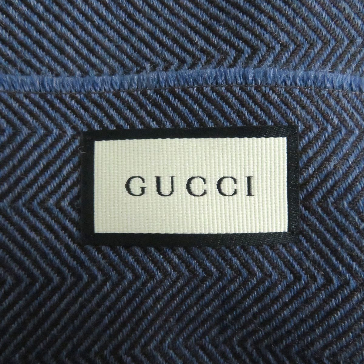  не использовался товар *GUCCI/ Gucci 344993k rest Logo "в елочку" рисунок шерсть 100% бахрома muffler / шаль голубой 40×180cm Италия производства стандартный товар 