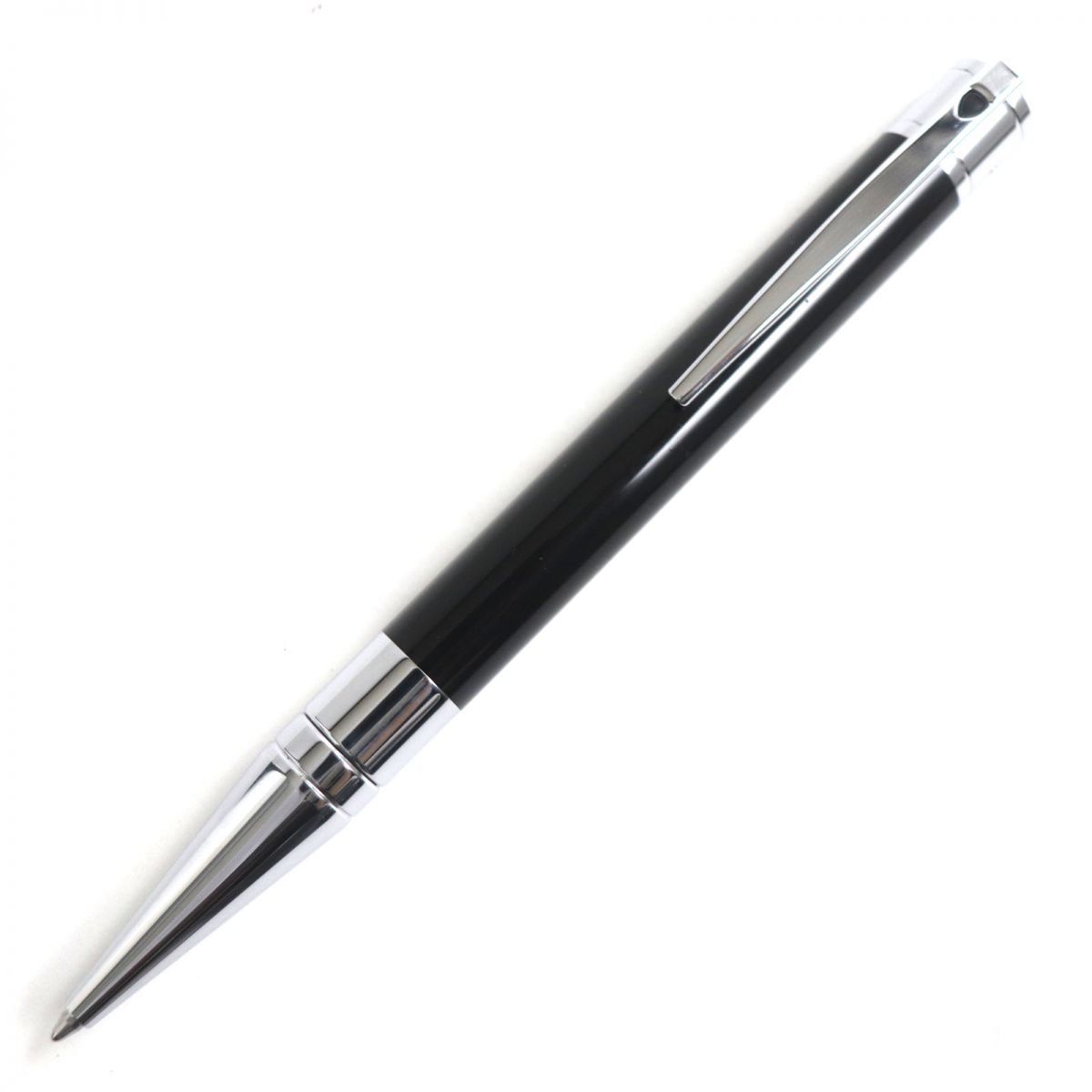 極美品▼S.T.Dupont エス・テー・デュポン デフィ ロゴ刻印入り ツイスト式 ボールペン ブラック×シルバー 筆記確認◎