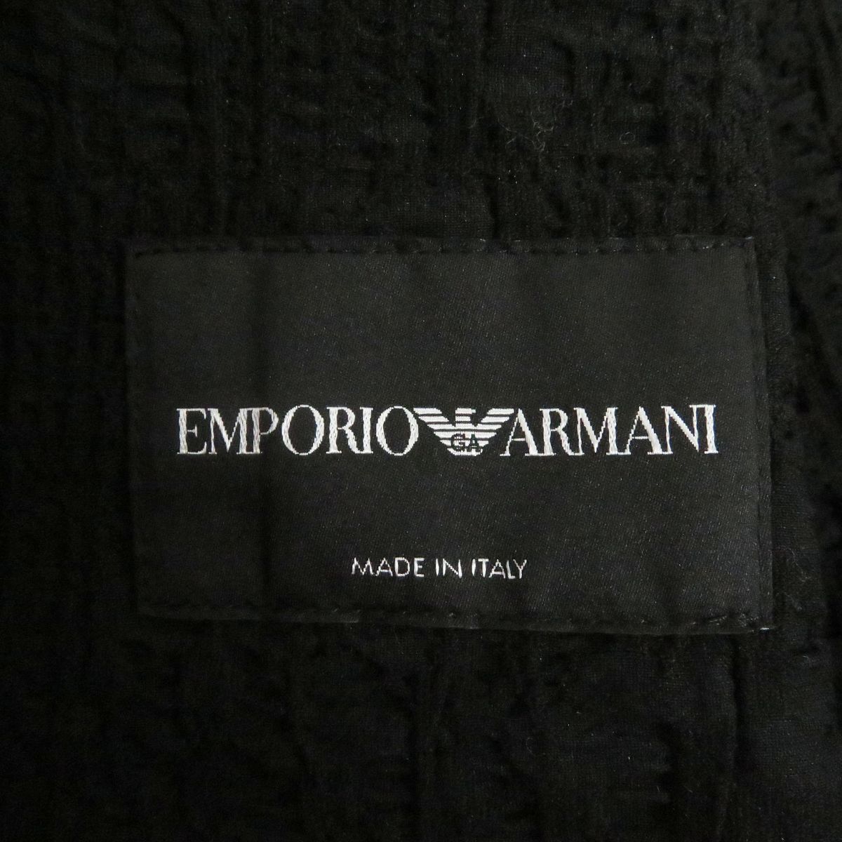 美品□2020年製 黒タグ EMPORIO ARMANI/エンポリオアルマーニ ワッシャー加工 シングルジャケット ブラック 46 イタリア製 正規品 メンズ_画像6