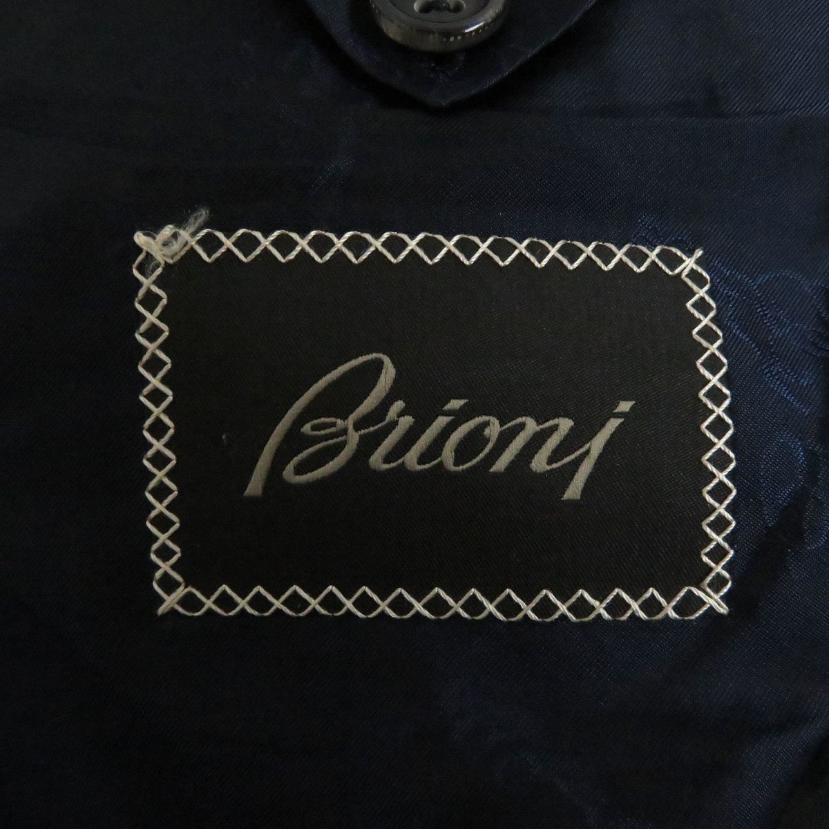 貿易保証 美品□Brioni/ブリオーニ チェック柄 ウール100％ シングルジャケット/テーラードジャケット/ブレザー ネイビー系 52R イタリア製 正規品