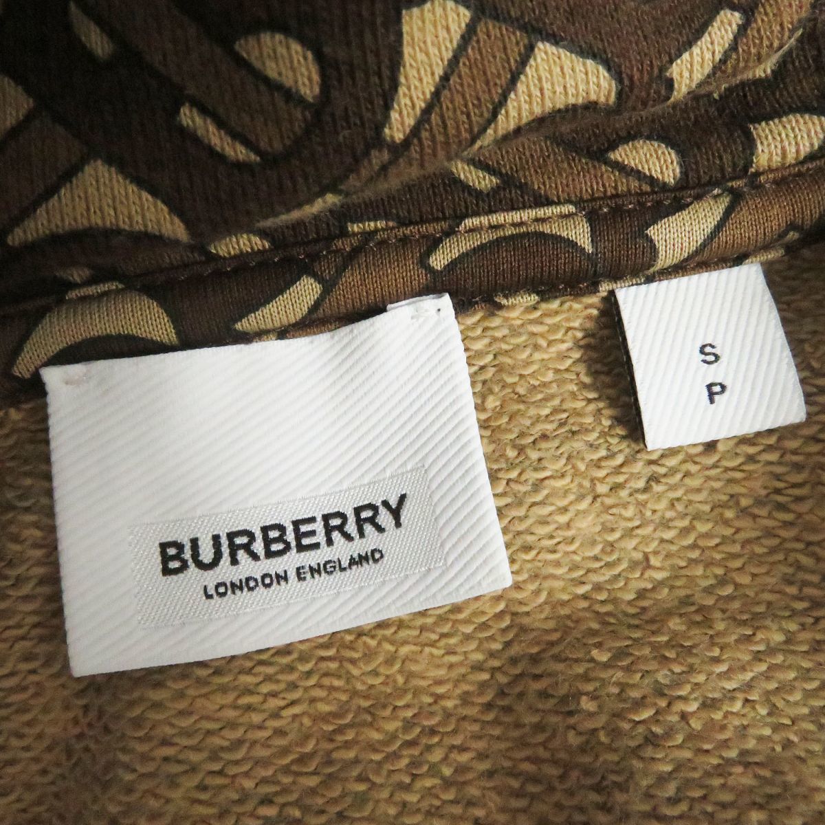  beautiful goods *BURBERRY/ Burberry 8018241 TB monogram total pattern line design pull over sweat Parker /f-ti- brown group S regular goods 