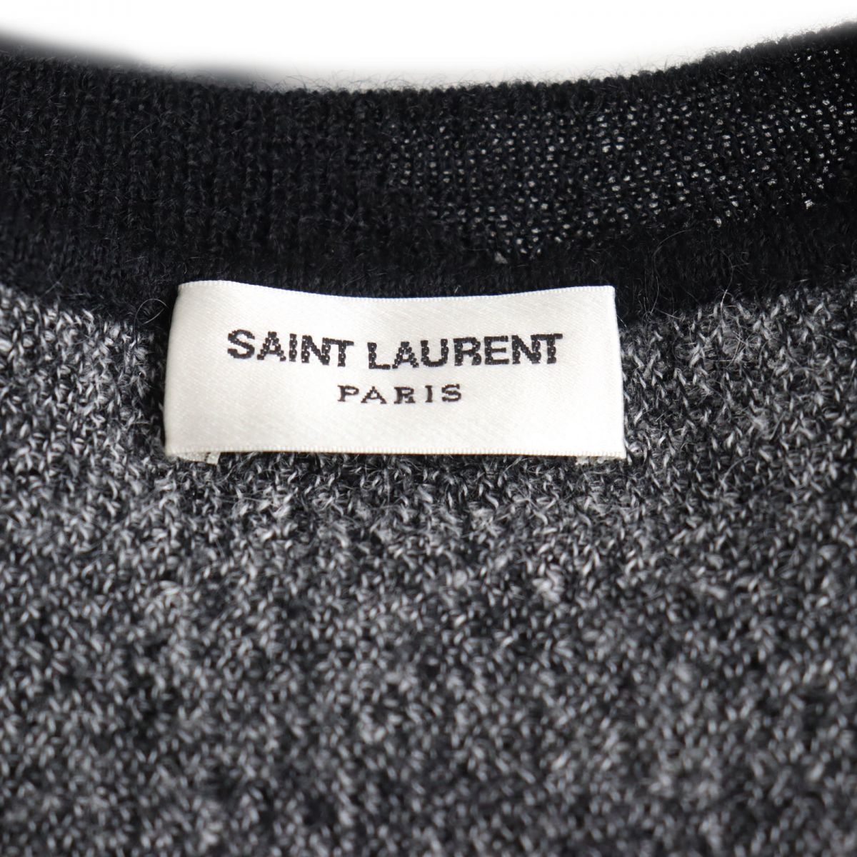 極美品◆SAINT LAURENT PARIS サンローランパリ 499064 オルテガ柄 モヘア混 長袖 ウールニット/セーター ブラック XS 伊製 正規品 メンズ_画像5