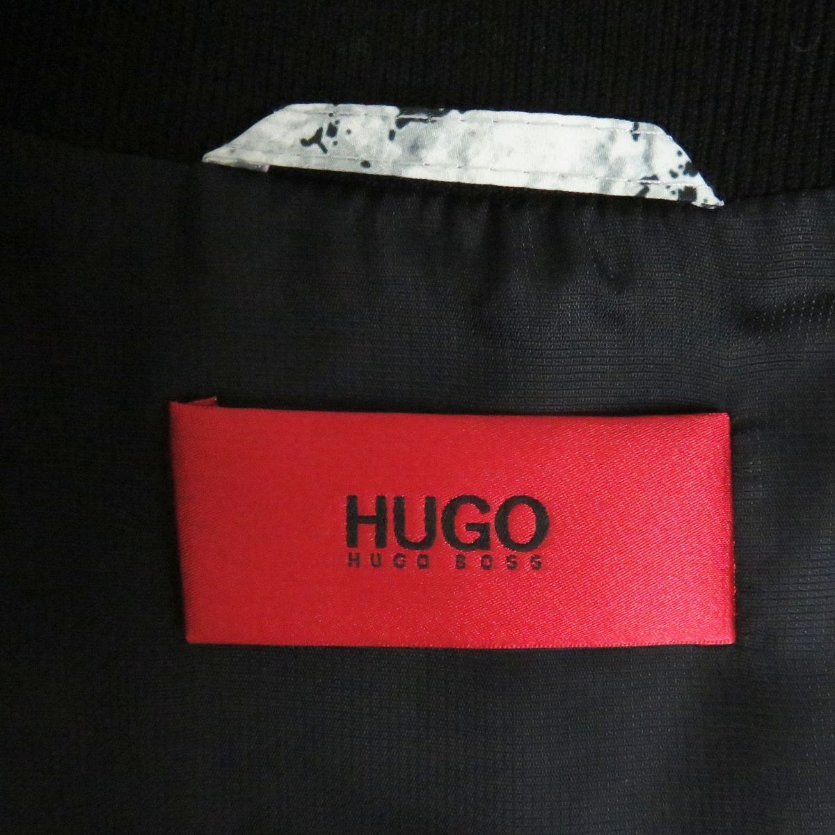 極美品□HUGO BOSS/ヒューゴボス 総柄 ジップアップ ブルゾンジャケット/ナイロンジャンパー ライトグレー系 メンズSサイズ相当 正規品_画像6