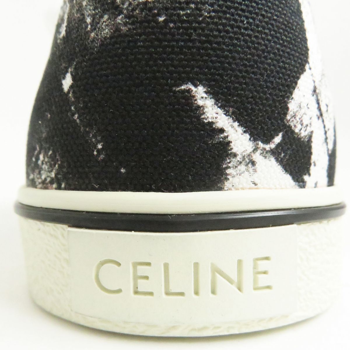 未使用品□CELINE/セリーヌ ELLIOT/エリオット 総柄 レースアップ ローカット キャンバススニーカー ブラック×ホワイト 41 イタリア製_画像7