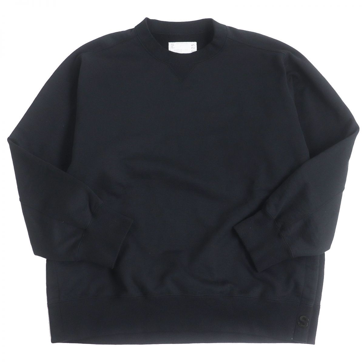 美品□23SS sacai/サカイ 23-03025M 無地 Sweat Jersey Pullover コットン100％ 長袖 スウェットシャツ/トレーナー 黒 4 日本製 正規品_画像1