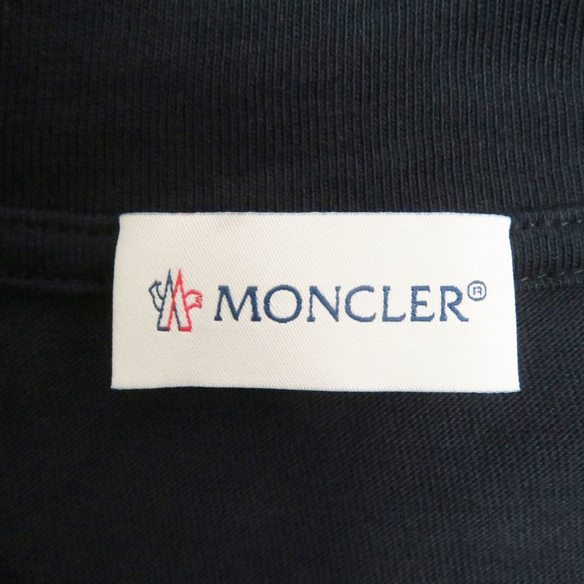 美品□22SS MONCLER/モンクレール SS T-SHIRT ロゴプリント/ワッペン コットン100％ 半袖Tシャツ/カットソー ネイビー M 正規品 メンズ_画像6