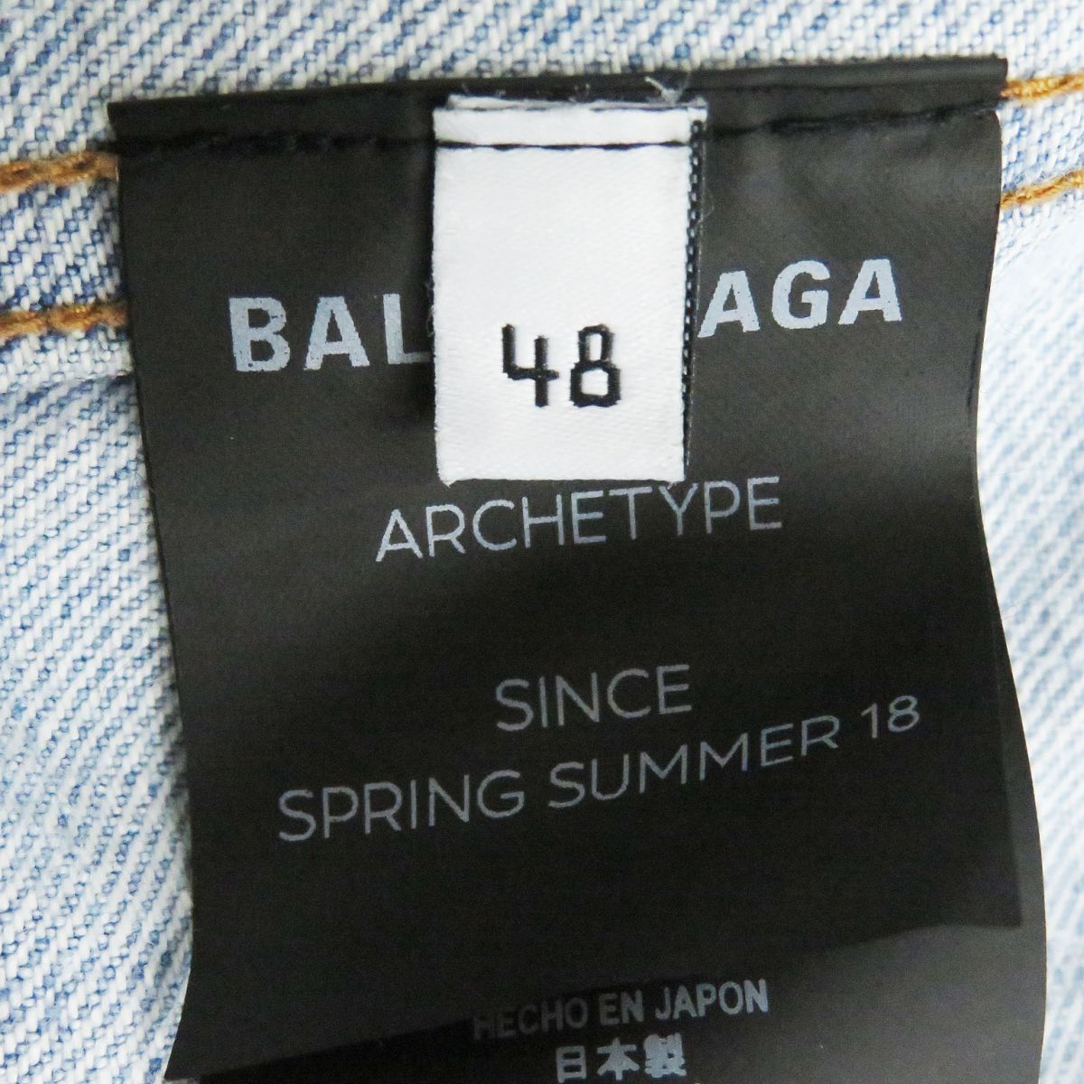 極美品□2018年製 BALENCIAGA/バレンシアガ 534553 USED加工 バックロゴ デニムジャケット/ジージャン ライトブルー 48 日本製 正規品_画像8