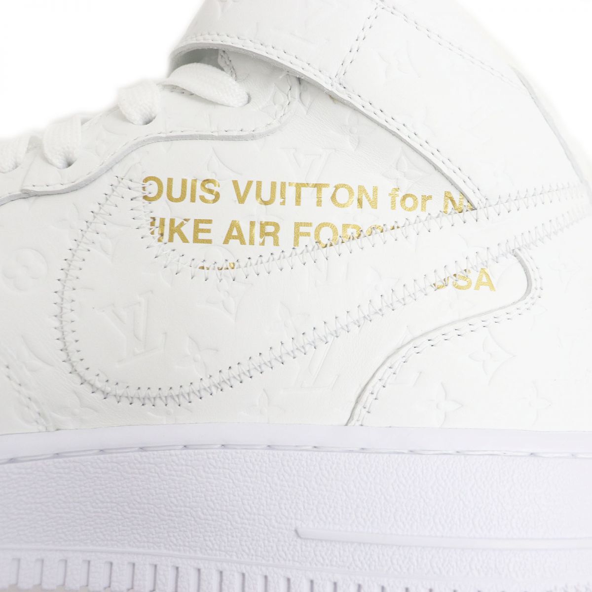 未使用品□2022年製 LOUIS VUITTON×NIKE ルイヴィトン ナイキ AIR FORCE 1 モノグラム レザー ハイカットスニーカー 白 8 イタリア製_画像7