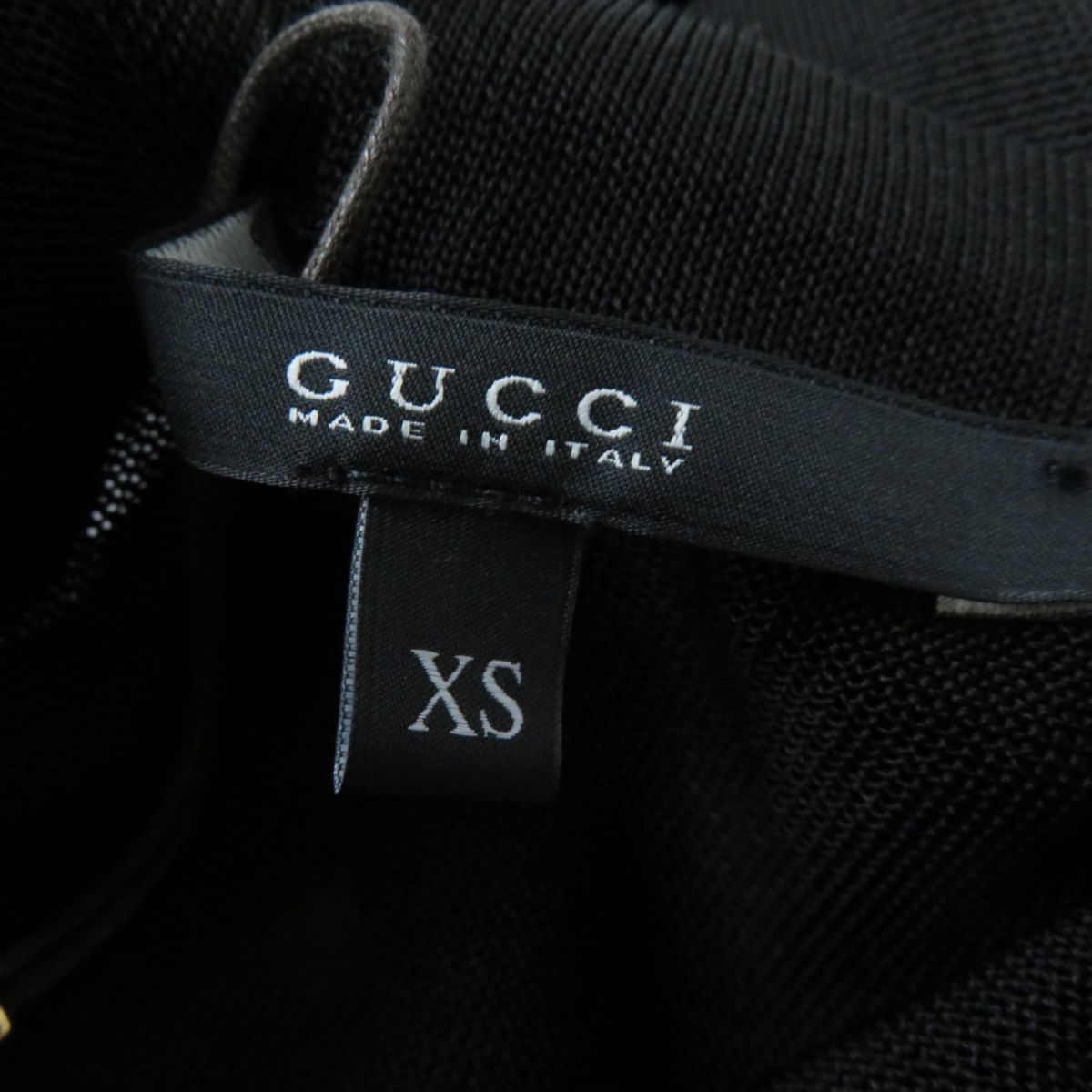  unused goods * regular goods GUCCI Gucci 297758 back ribbon design boat neck short sleeves tops black XS lady's Italy made tag attaching 