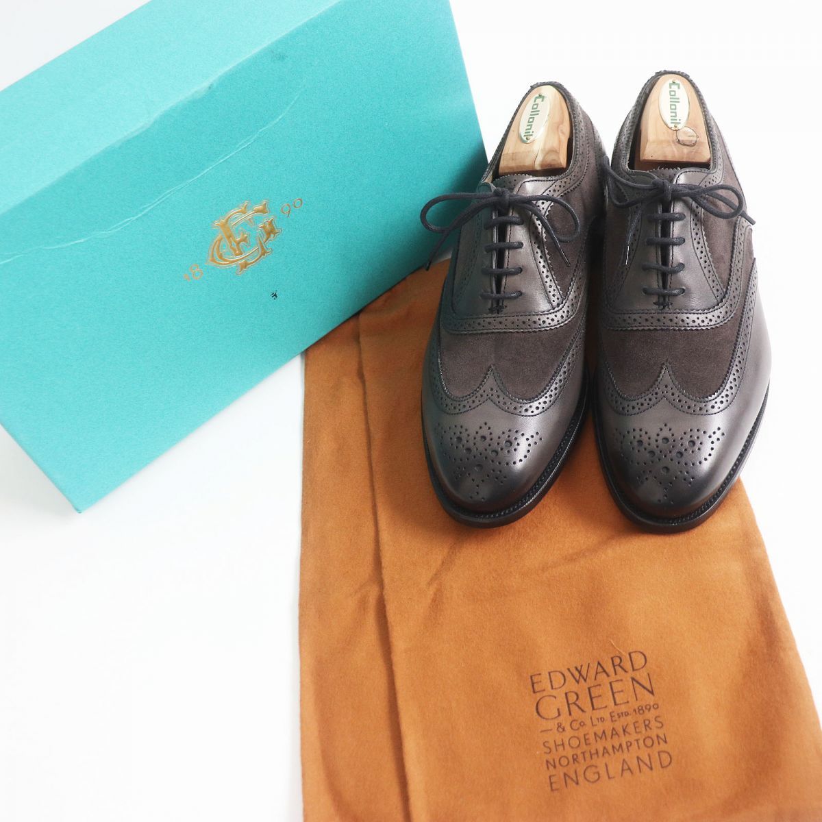  unused goods * Edward Green MALVERN III 202E full blow Grace up suede leather dress shoes dark brown 6 box attaching 