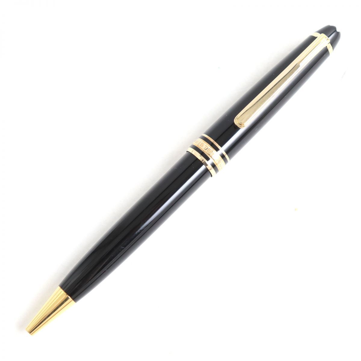 美品◆MONTBLANC モンブラン マイスターシュテュック ホワイトスター クラシック ツイスト式 ボールペン 黒×金 独製 筆記確認_画像1