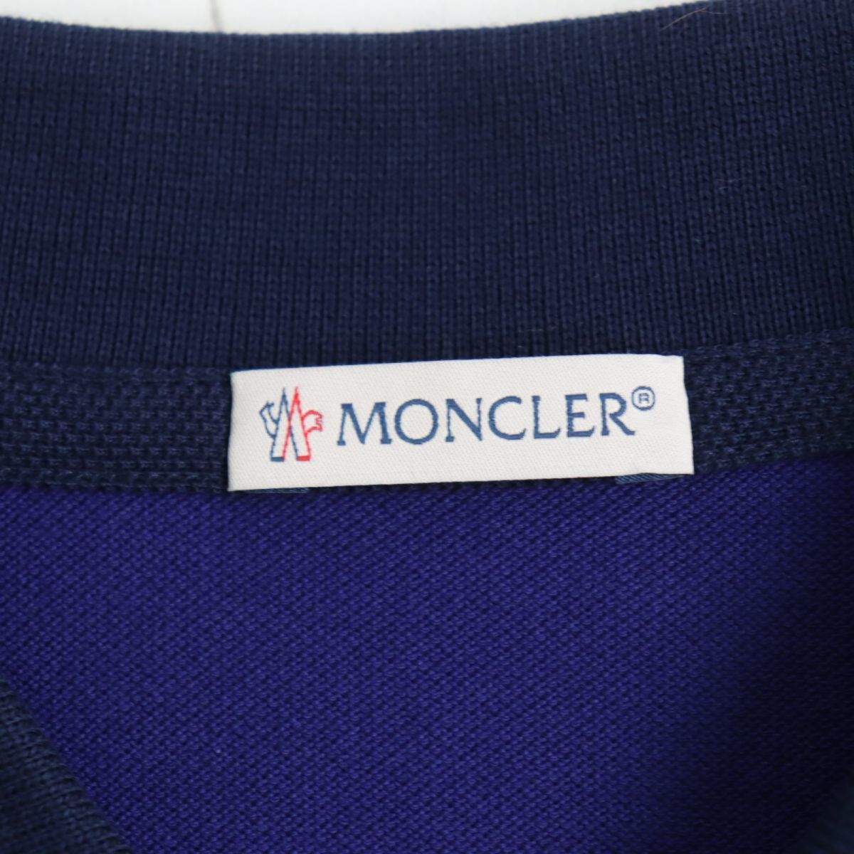 極美品◆MONCLER モンクレール MAGLIA POLO MANICA CORTA ロゴワッペン付き コットン100％ 半袖 ポロシャツ ネイビー S_画像6