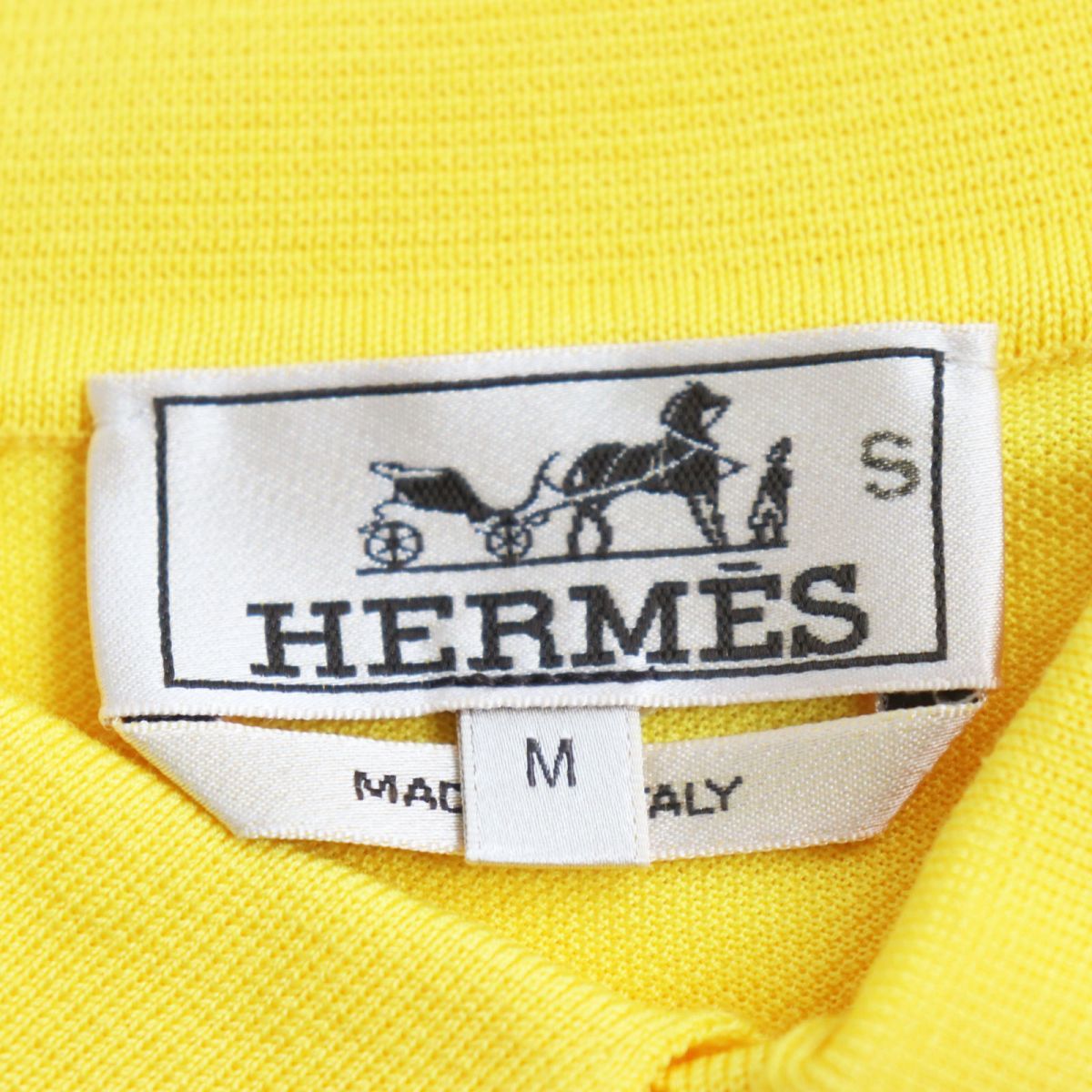  не использовался товар *2023 год производства HERMES Hermes олень. . ткань H рисунок вышивка ввод короткий рукав / Short рукав рубашка-поло желтый M Италия производства стандартный товар мужской 