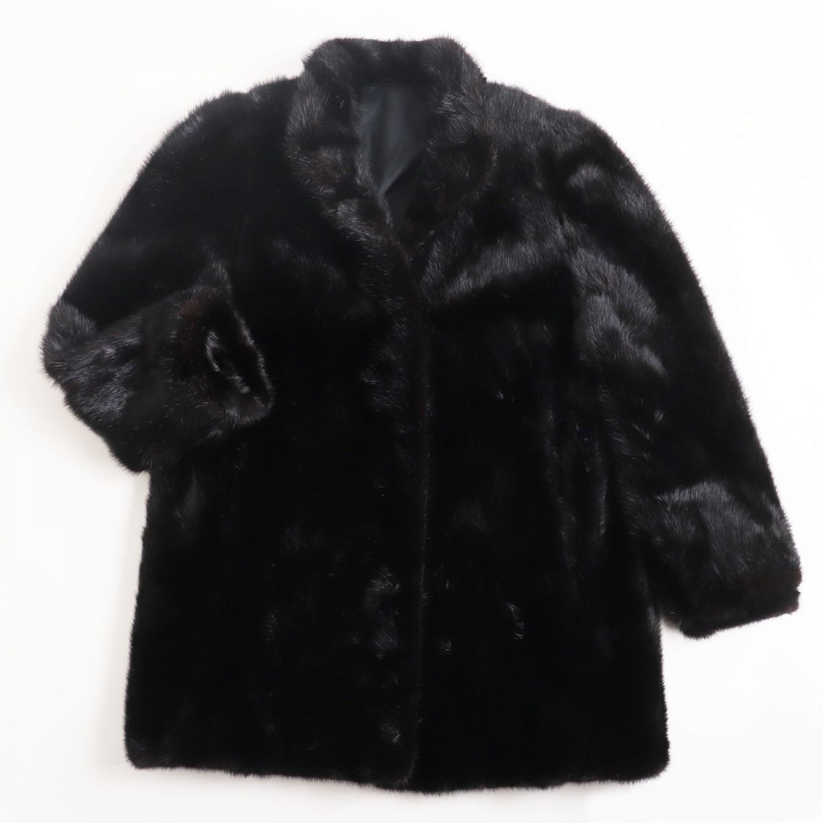 極美品●SAGA MINK サガミンク 逆毛 本毛皮コート　ダークブラウン（ブラックに近い）13号 毛質艶やか・柔らか◎