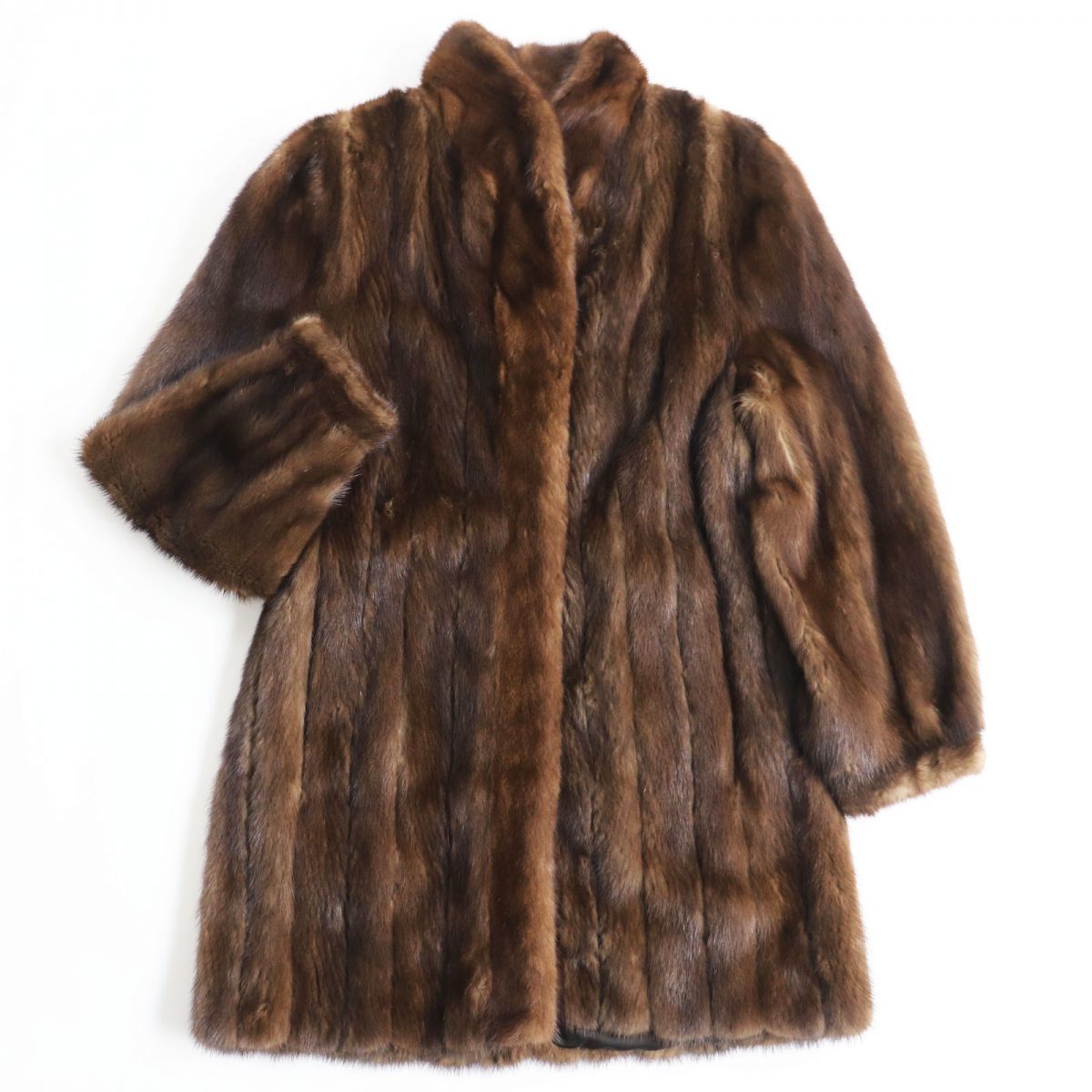 良品●MINK ミンク 本毛皮ショートコート ジャケット ブラウン 毛質艶やか・柔らか◎