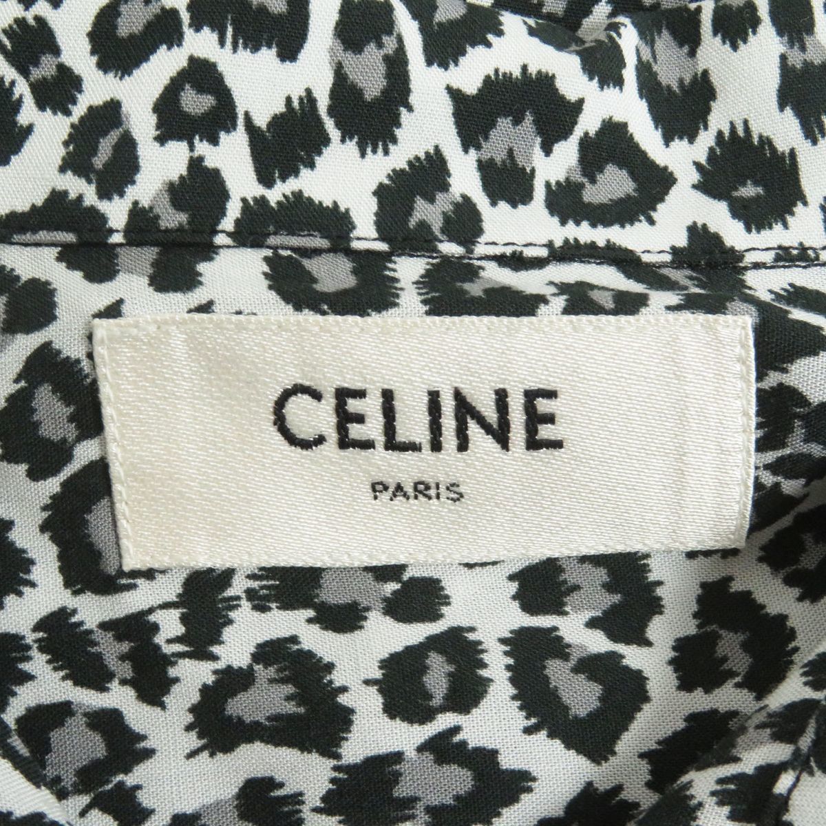 美品□20AW CELINE/セリーヌ 2C268900H ハワイアンルーズ レオパードプリント ロングスリーブ 長袖 柄シャツ グレー系 40 伊製 正規品_画像5