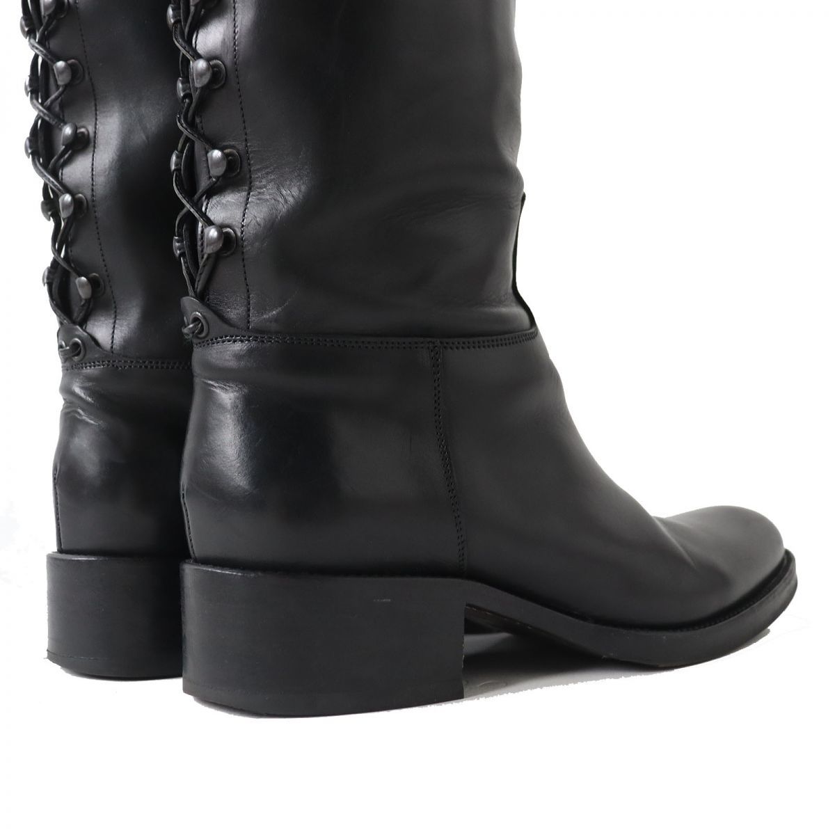  superior article ^SARTORE Sartre 3522062024 back race up design leather long boots lady's black 35 made in Italy 