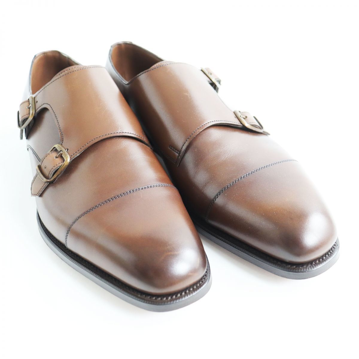  unused * Edward Green WESTMINSTER 808 last strut chip double monk strap leather shoes dark brown 6 1/2 box attaching 