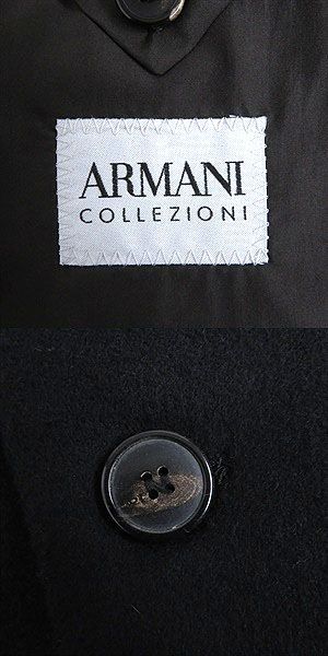 美品□ARMANI COLLEZIONI/アルマーニコレッツォーニ ウール100％ スタンドカラーコート/ロングコート ブラック 50 正規品 メンズオススメ_画像5