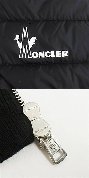 美品□2019年製 MONCLER/モンクレール MAGLIONE TRICOT CARDIGAN ロゴプリント WZIP ニットブルゾン/ダウンジャケット ブラック XXL 正規品_画像5