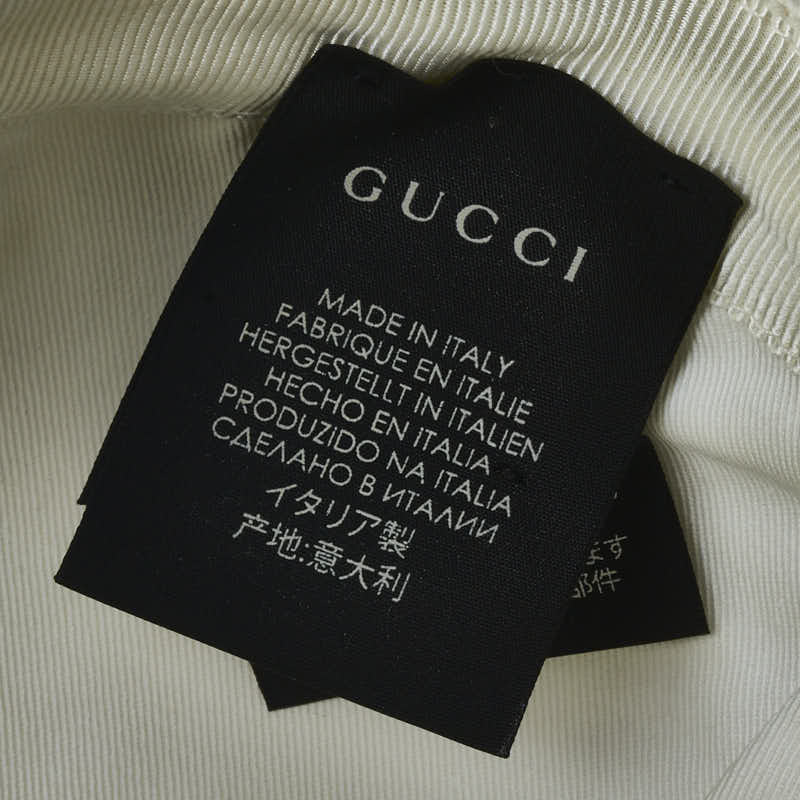 グッチ ベースボールキャップ 08.338.986 ホワイト キャンバス レザー メンズ GUCCI 【中古】_画像8