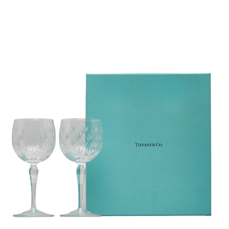 ティファニー フローレット ペア ワイン グラス ガラス レディース TIFFANY&Co. 【中古】_画像1