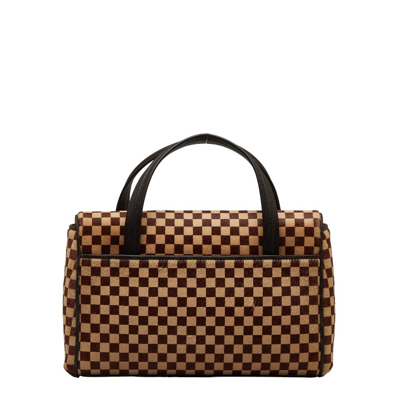 ルイ ヴィトン ダミエ ソバージュ ライオン ハンドバッグ M92131 ブラウン ベージュ ハラコ レザー レディース LOUIS VUITTON 【中古】_画像3