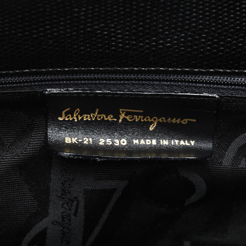 サルヴァトーレフェラガモ ヴァラ トートバッグ BK-21 2530 ブラック レザー レディース Salvatore Ferragamo 【中古】_画像7