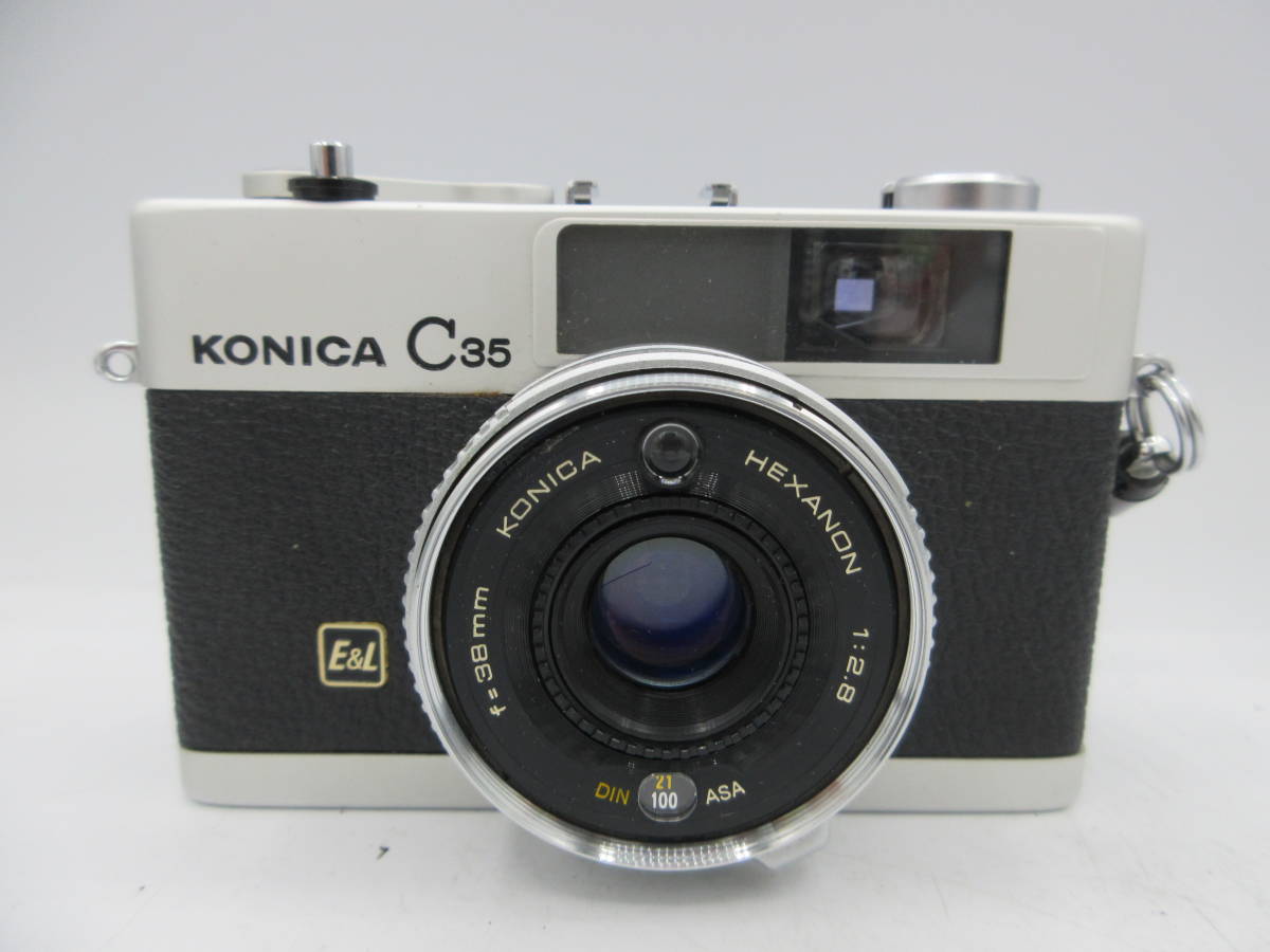 中古 カメラ KONICA C35 E&L HEXANON 38mm 1:2.8 + ストロボ フラッシュ KONICA X-14 ※動作未確認 ／I_画像2