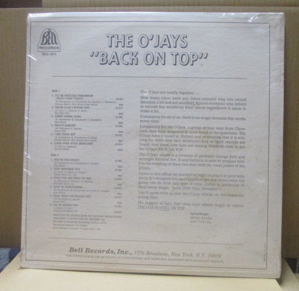 THE O'JAYS/BACK ON TOP/未開封/_画像2