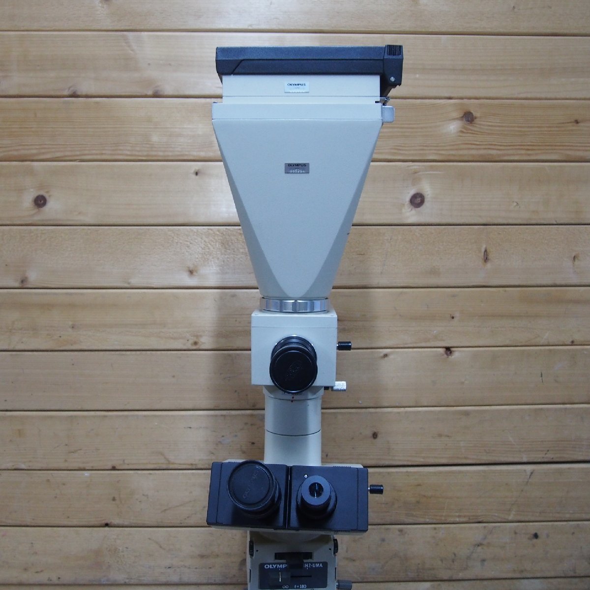 ☆【2W1109-1】 OLYMPUS オリンパス 双眼顕微鏡 BH-2 BH2-UMA 写真撮影装置 PM-10AD 対物レンズ5個付属 ジャンク_画像3