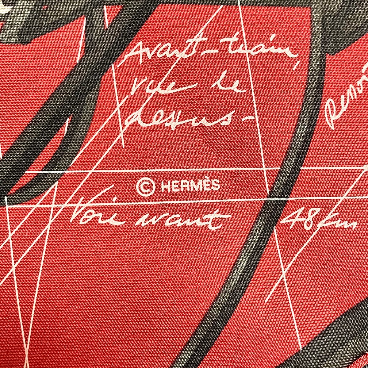 エルメス HERMES カレ 90 スカーフ PROJET de VOITURE PETIT-DUC BATEAU 大判 レッド グレー ファッション 小物 メンズ レディース 5-9-192_画像4