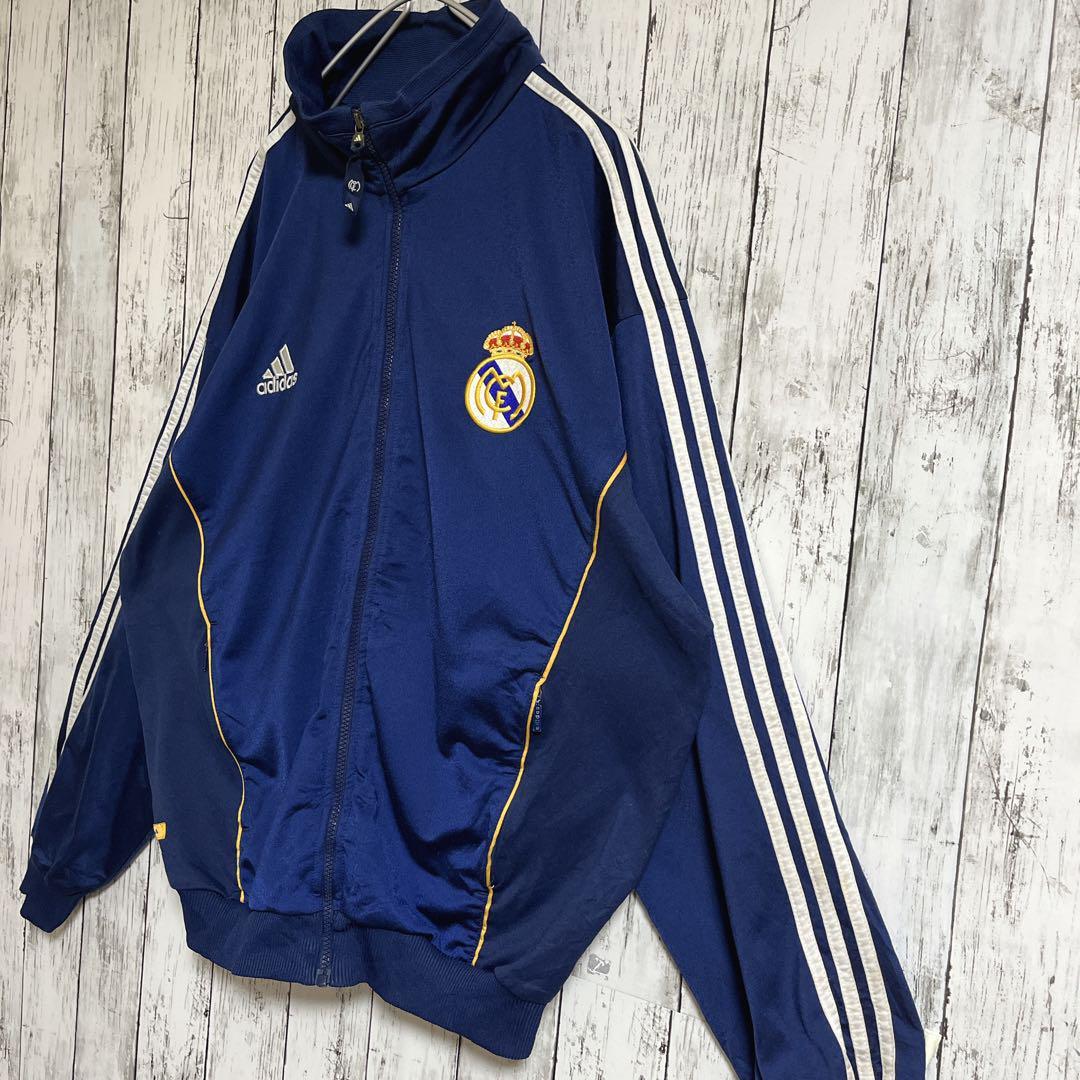 90's adidas アディダス レアルマドリード オフィシャル トラックジャケット ジャージ XL 紺 ネイビー 万国旗タグ HTK2524