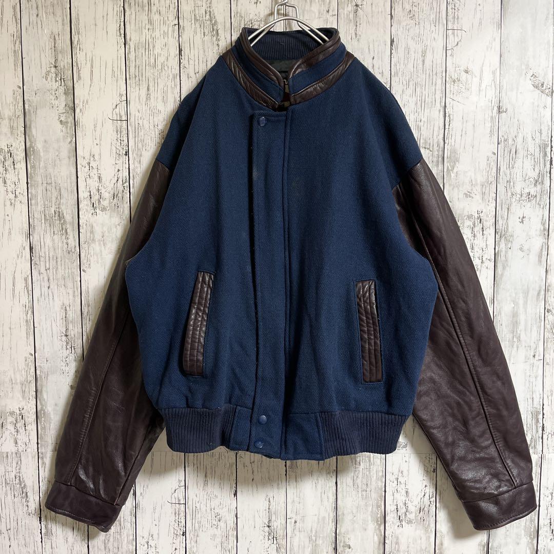 90's CANADA SPORTSWEAR カナダスポーツウェア 袖レザー ウール 90's CANADA SPORTSWEAR カナダスポーツウェア 袖レザー ウール